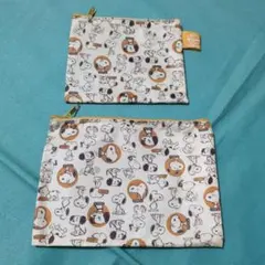 スヌーピー　ナイロンフラットポーチ　60周年記念