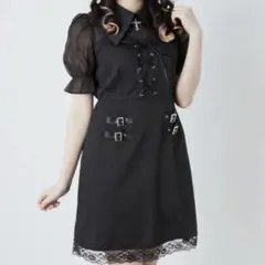 地雷 ゴスロリ ジェイミーエーエヌケー ワンピース 十字架 パフスリーブ