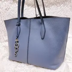 ♡希少色♡トッズ トートバッグ ライトブルー レザー ロゴ チャーム A4 肩掛