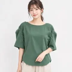 【美品】メルローズ カットソー シャツ 体型カバー ブラウス 袖切替 きれいめのサムネイル