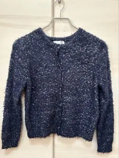 ネイビー フワフワ 長袖カーディガン