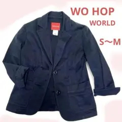 ワールド「WO HOP」テーラードジャケット　紺　M ストレッチ　細身のサムネイル