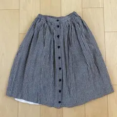 昭和レトロ　フレアスカート 黒ギンガムチェック Mサイズ