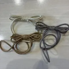 新品未使用　３点セット　リボン型ヘアゴム ベージュ・ブラウン・ホワイト