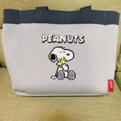PEANUTS スヌーピー ニット　ミニトートバッグ グレー　しまむら　刺繍