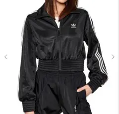adidas クロップド丈 トラックジャケット XS 黒 レディース ショート丈