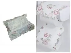 【新品】ロイヤルアーデン花柄刺繍 ティッシュBOX＆トイレットカバー　2点セット