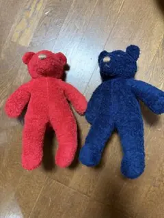 クマ型ぬいぐるみ 赤と紺 2色セット