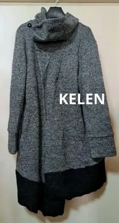 値下げ！KELEN　アシンメトリー　ウール混紡コート グレー　サイズM