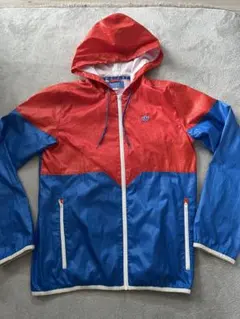 adidas フード付きナイロンジャケット M 赤青