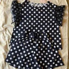 水玉模様 フリル袖 トップスとショートパンツ セット