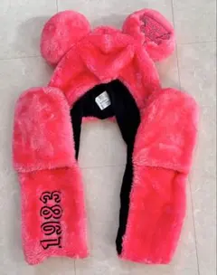 ディズニー　マフラーキャップ　ピンク　TOKYO 1983