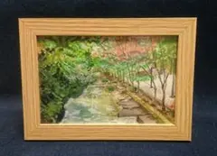 水彩画 風景画 ハガキサイズ フレーム付き 【湯布院 金鱗湖】 - メルカリ