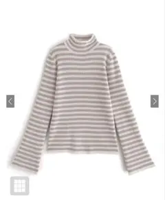 GRL ボーダー柄フレアスリーブリブニットトップス[k9086b]