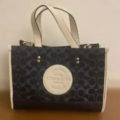 COACH トートバッグ ネイビー/ホワイト