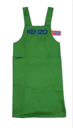 KENZO PARIS エプロン グリーン ロゴ刺繍 美品 タグ付きのサムネイル