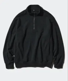ユニクロ スウェットハーフジップシャツ ブラック XS