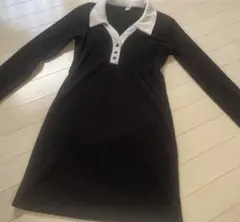 Shang Pin 黒コーデュロイ素材のワンピース　ストレッチ　美品