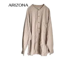 ARIZONA長袖シャツUネック　綿100％　シンプル　きれいめ