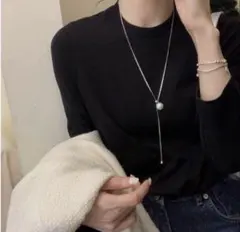 ラリエット パールネックレス Y字 ロングネックレス 上品 セレモニー 調節可