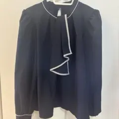 ネイビー　ボウタイブラウス　長袖　natural cotureのサムネイル