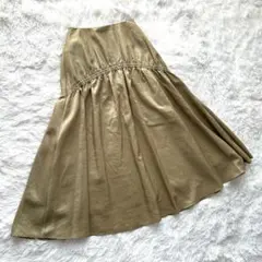 美品★ミラオーウェン ロングスカート ラウンドギャザー ベージュ S