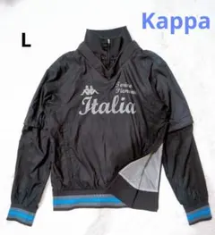 Kappa ゴルフウェア2WAY プルオーバージャケット Vネック ブラック L