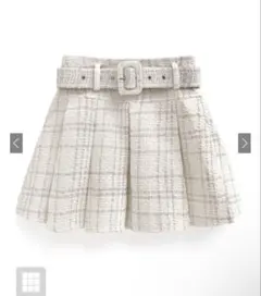 GRL インパン裏地付きベルトツイードプリーツミニスカート ks023