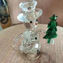 クリスタル スノーマン クリスマスツリー オブジェ 置物