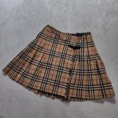 極美品　バーバリーブルーレーベル　プリーツスカート　ミニ　ノバチェック　フリンジ