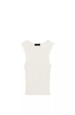 ZARA リブ編みニット ノースリーブ ホワイトのサムネイル