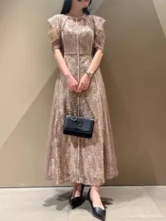 フレイ アイディー リーフレースパイピングドレスロングワンピース パーティドレス