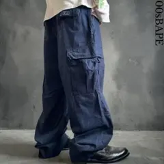 00s a bathing ape ミリタリーワイドカーゴパンツ ケツロゴ M黒のサムネイル