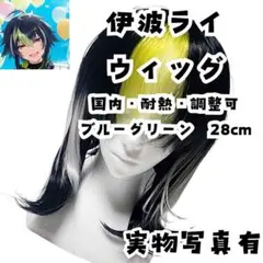 伊波ライ ウィッグ コスプレ にじさんじ 耐熱 ブルーグリーン 28cm【残3】