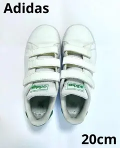 【Adidas】白スニーカー グリーンベルクロ20.0cm 室内使用