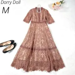 【現行】　ドリードール　配色レース×ハシゴレース切り替えワンピースドレス　M