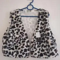 ヒョウ柄ファーベスト Lサイズ