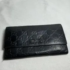 GUCCI シマ　長財布　ブラック　メンズ　 レディース