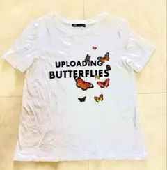 ZARA ザラ　バタフライ　蝶々　レディース　Tシャツ　白T トップス