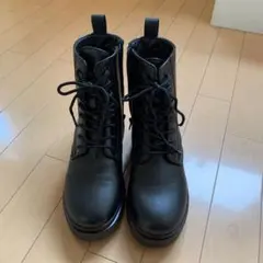 厚底レースアップブーツ ブラック