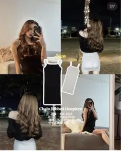 shoko×SUREVEコラボ リブ ワンピース　キャミワンピ ノースリーブ