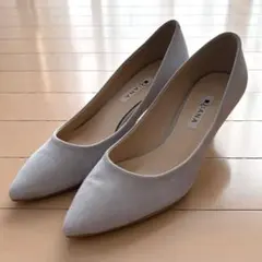 【美品】DIANA スエード パンプス 24cm ヒール5.5cm ライトグレー