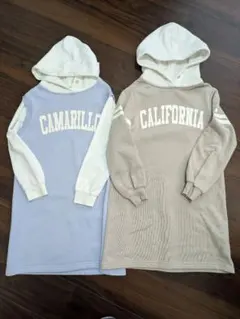 子供服　女の子　トップス　140　しまむら　裏起毛　チュニック　パーカー