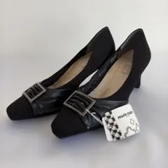 訳あり品❣️marie claire ブラック ハイヒール パンプス バックル