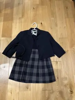 ネイビー ジャケット チェック柄ドレス セット