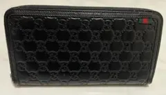 GUCCI ブラック レザー 長財布 GG柄 ラウンドファスナー ユニセックス