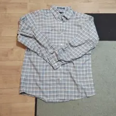 美品 90s ラルフローレン クリーム グリーン リネンチェック柄 長袖