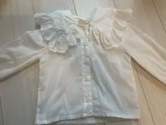 モンベベ　韓国子供服　白　　ホワイト　ブラウス　襟付きSサイズ