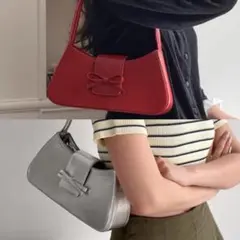 GRL リボンバッグ 2点セット レッド シルバー 未使用 美品