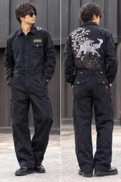不倶戴天 ツナギ L 黒 特攻服 和柄 刺繍 般若 ジャンプスーツ 不倶戴天 ツナギ XL 特攻服 和柄 刺繍 般若 - メルカリ